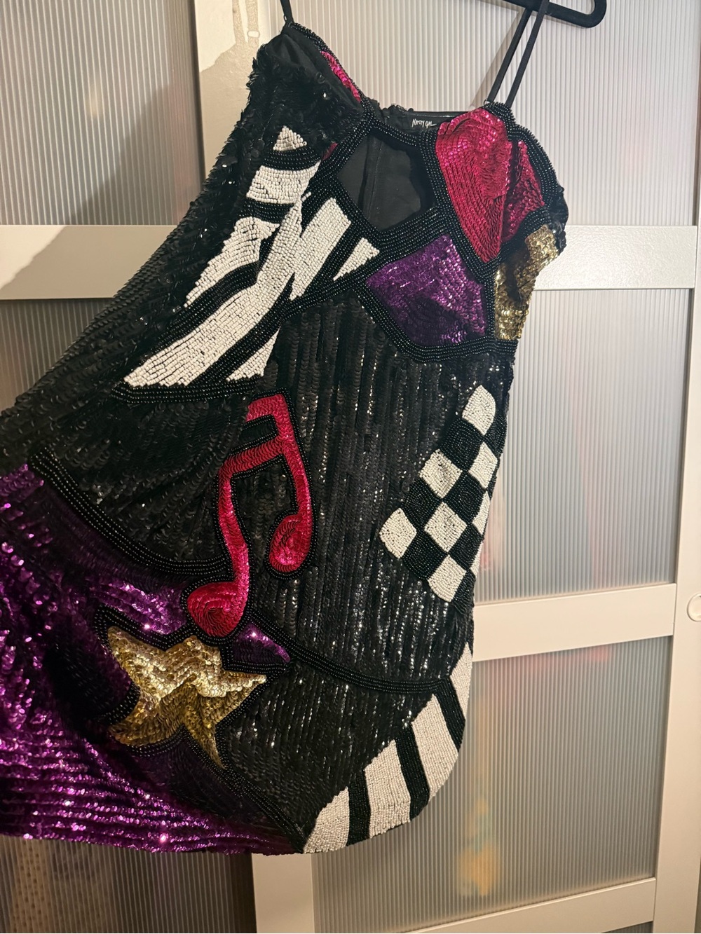 Black Sequin Strappy Party Dress